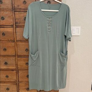 Lates by Kate Modal Stretch Oversized House Dress Sleepwear Sage Green Sz Small